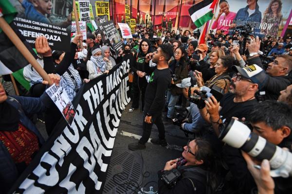 Supporters of Palestine gather in Times Square as an "International Day of Jihad" has been called to action