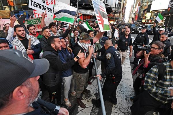 Supporters of Palestine gather in Times Square as an "International Day of Jihad" has been called to action